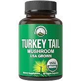 Peak Performance Organic Turkey Tail Capsules - USA Grown Made with Real Turkey Tail Mushroom. Immune System Support Naturally Harvested Mushroom Supplements for Immunity. Vegan Supplement Extract