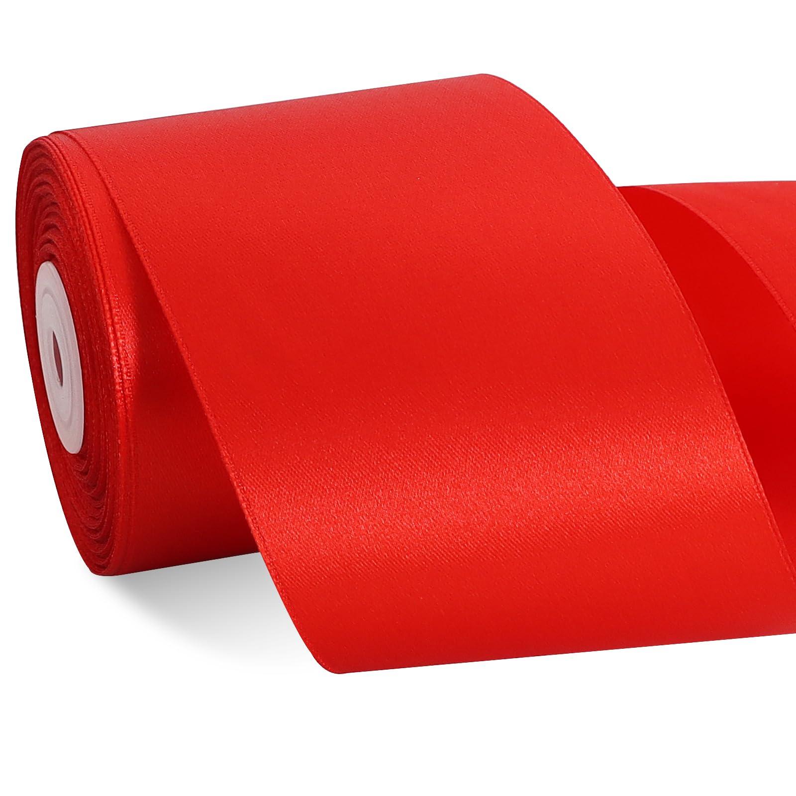 TONIFUL Red Satin Ribbon 3 Inch X 25yds Solid Silk Ribbons for Gift Wrapping, Craft, Floral Bouquets, Valentine's Day Christmas Party Wedding Decoration