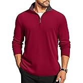 COOFANDY Mens Quarter Zip Pullover Lightweight Sweater Casual Long Sleeve Corduroy Half Zip Sweatshirt
