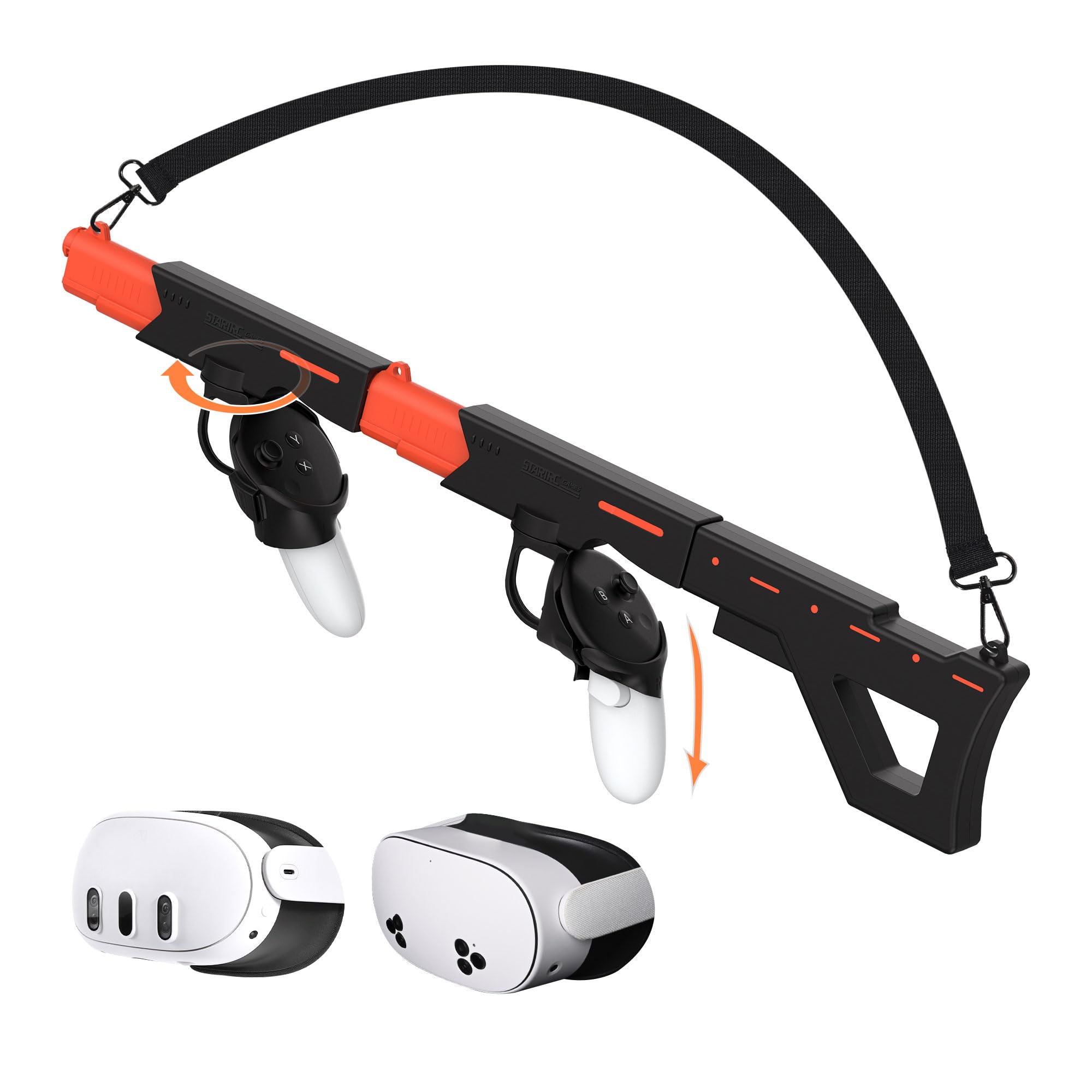 Photo 1 of AIJUNCT Upgraded Gunstock for Quest 3S / Quest 3 Gun Stock for Quest 3, 3S, Rifle-Like or Dual-Pistol Handle VR Gun Stock Quest 3 Accessories (Pistol Black)