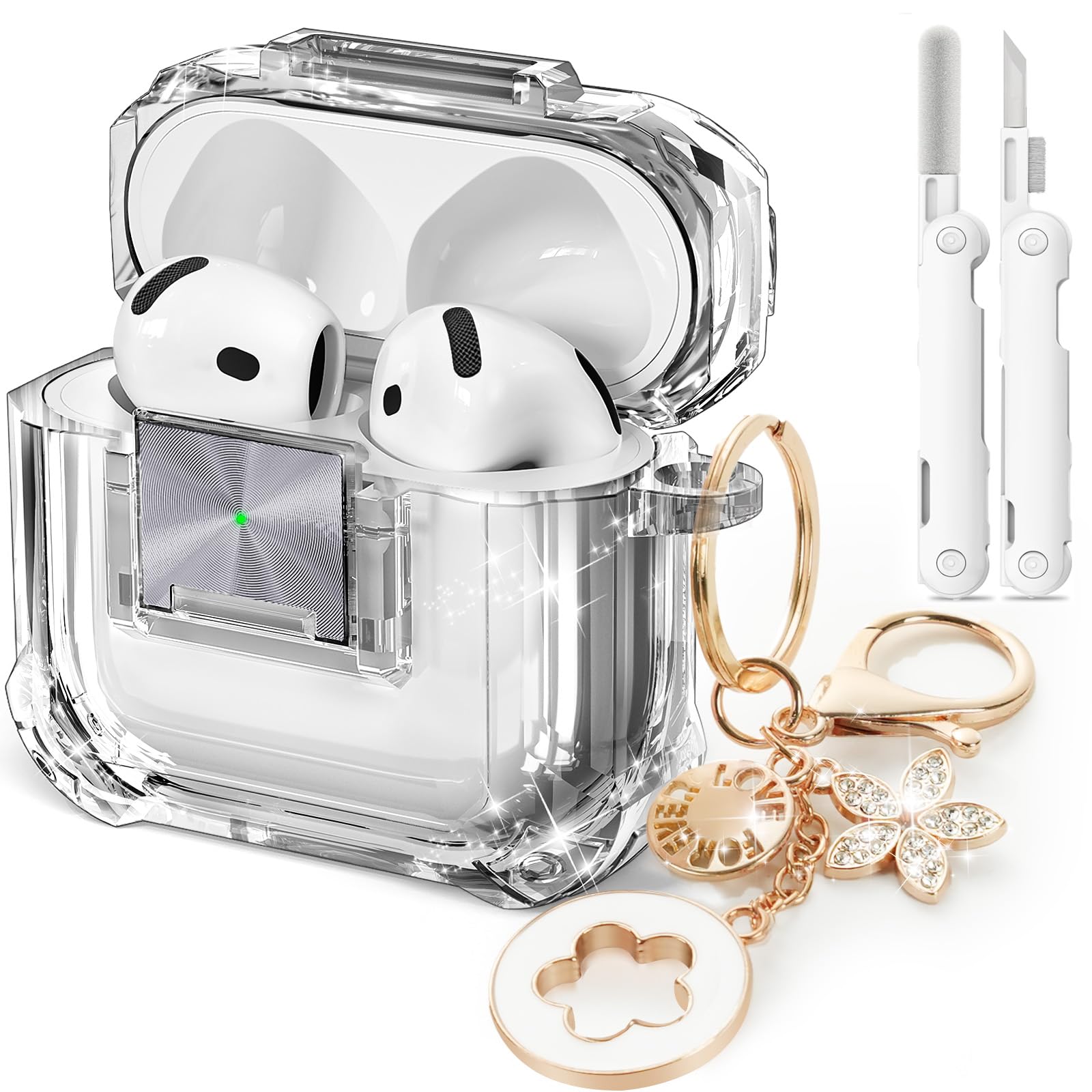 Wowwat for Airpods 4 Case with Safety Lock,Clear Black