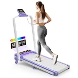 Folding Walking Pad with 15% Incline/RGB Light/Dual Screen Display, 3.5HP Treadmills for Home, Portable Walking Pad Treadmill with Handle Bar and 4 Adjustable Incline, 350lbs Capacity, Smart App
