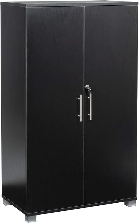 Petite armoire de rangement de bureau 2 portes - Gris anthracite et