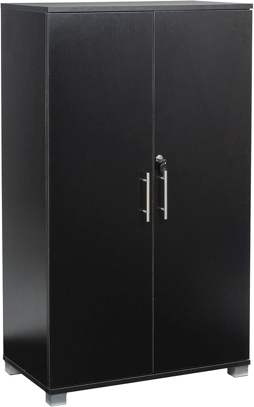 Amazon Com Black Storage Cupboard 2 Door Locking Pantry Bookcase