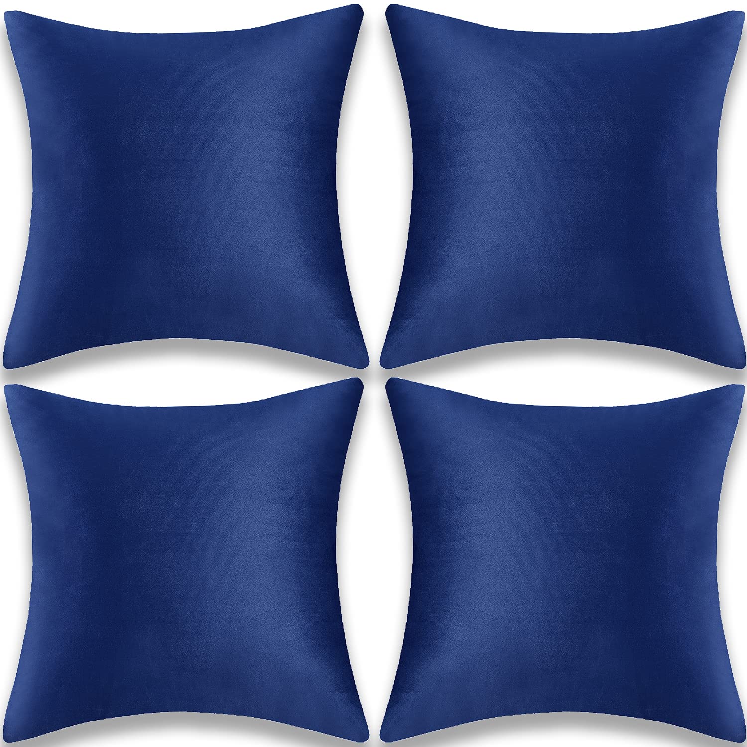 Yonous Cushion Covers, Soft Premium Velvet Decorative Throw Pillow for Sofa Bed Couch Chair, Set of 4, Navy Blue, 18x18 inch / 45 x 45 cm
