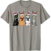 Christmas Cats Santa Cute Xmas Kittens Women Girls Kids Men T-Shirt