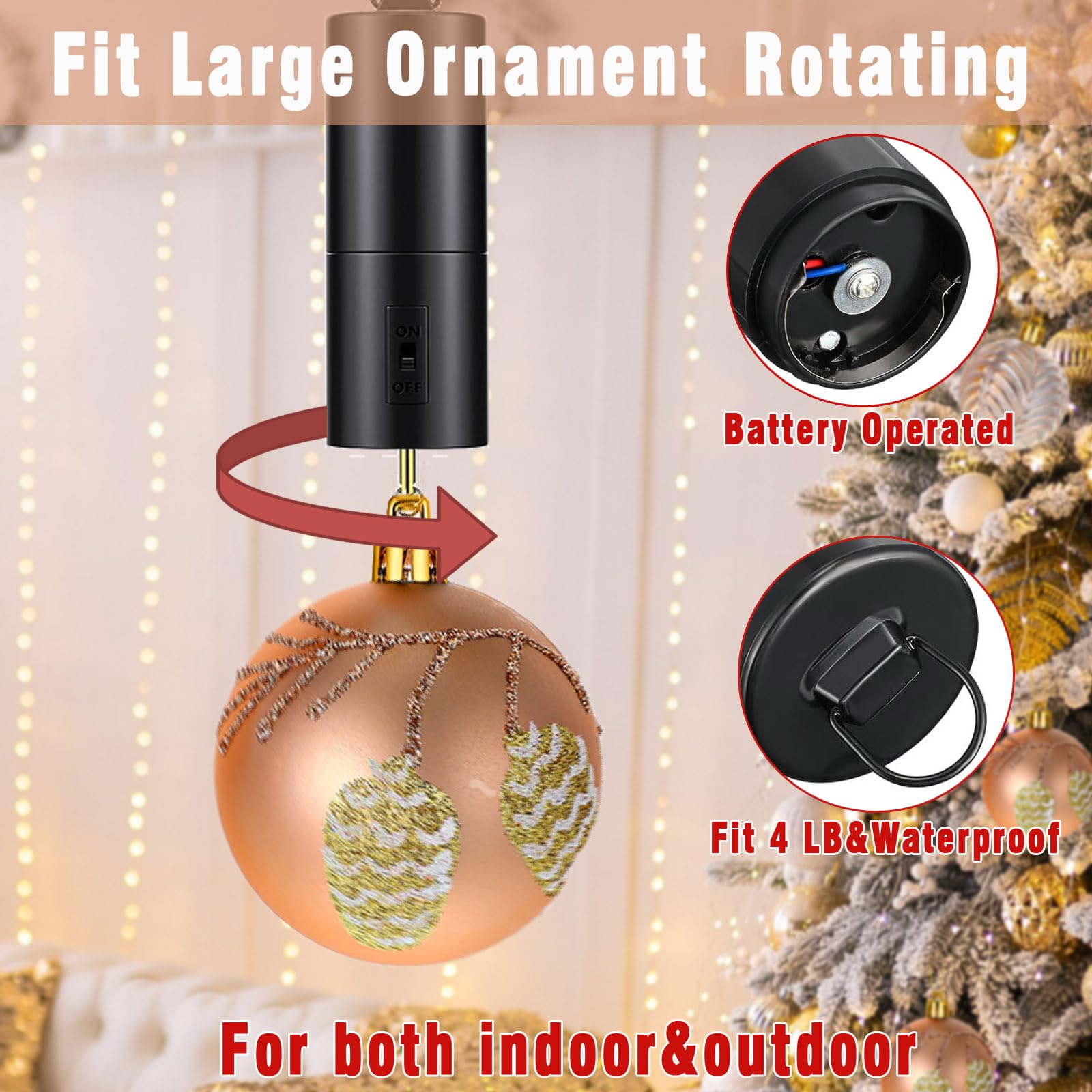 Therwen 6 Pcs Ornament Spinner Battery Operated Wind Spinner Motor Rotator Disco Ball Motor Outdoor Hanging Ornament for Halloween Mardi Gras Decoration, No Battery(Black)