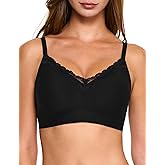 Lehoba Bras for Women, No Underwire Full Coverage V Plunge Bra Wireless Seamless Comfort Bralette T-Shirts Everyday Bras