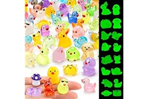 KINFAVOU 120 Pcs Mini Resin Animals Variety Pack, Luminous Mini Resin Animals Bulk for Miniature Fairy Garden Decoration Acce