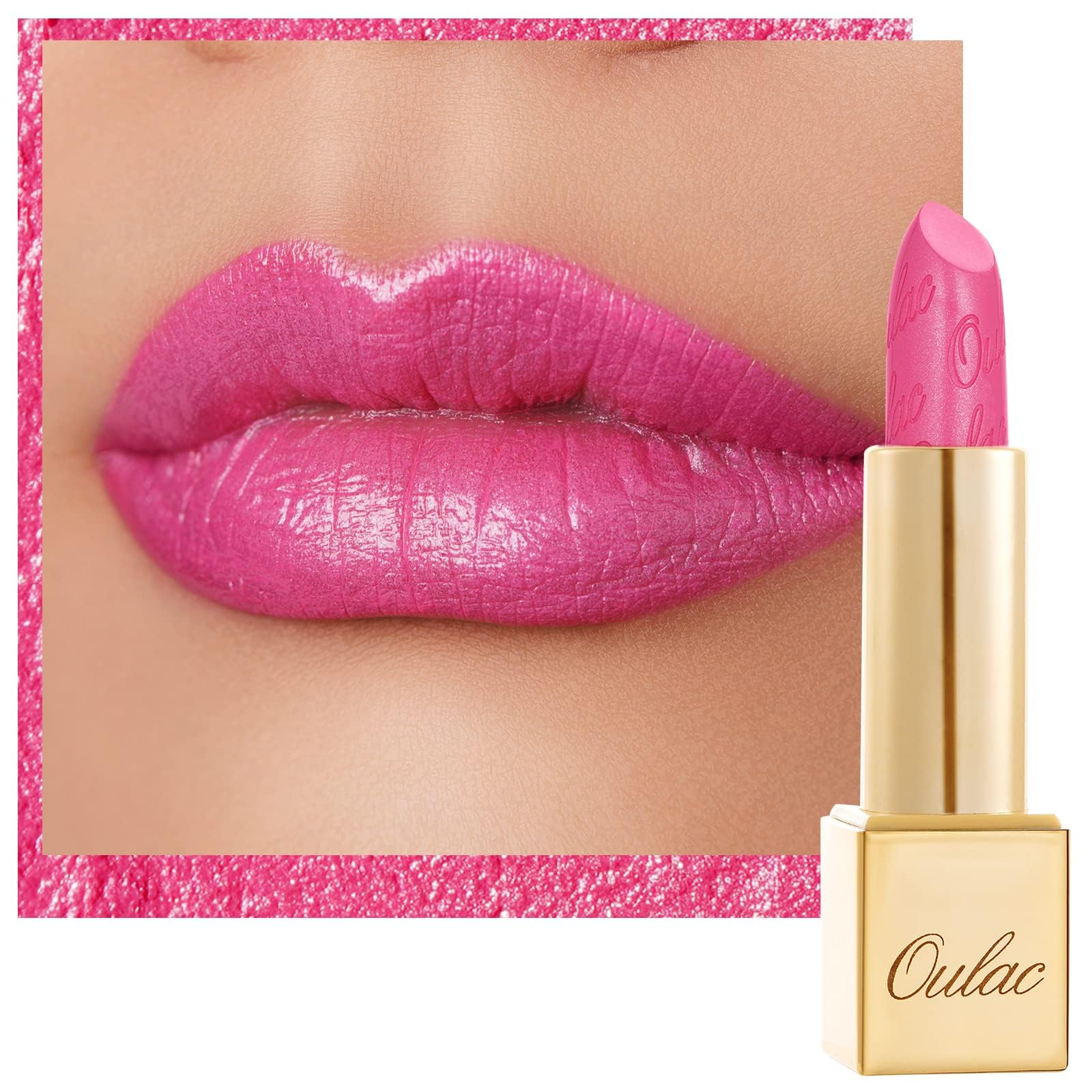 OULAC Metallic Shine Glitter Lipstick, Pink High Impact Lipcolor, Lightweight Soft and Ultra Hydrating, Long Lasting, Vegan & Cruelty-Free, Full-Coverage Lip Color 4.3 g/0.15 Sweet Lolita(17) — image 1