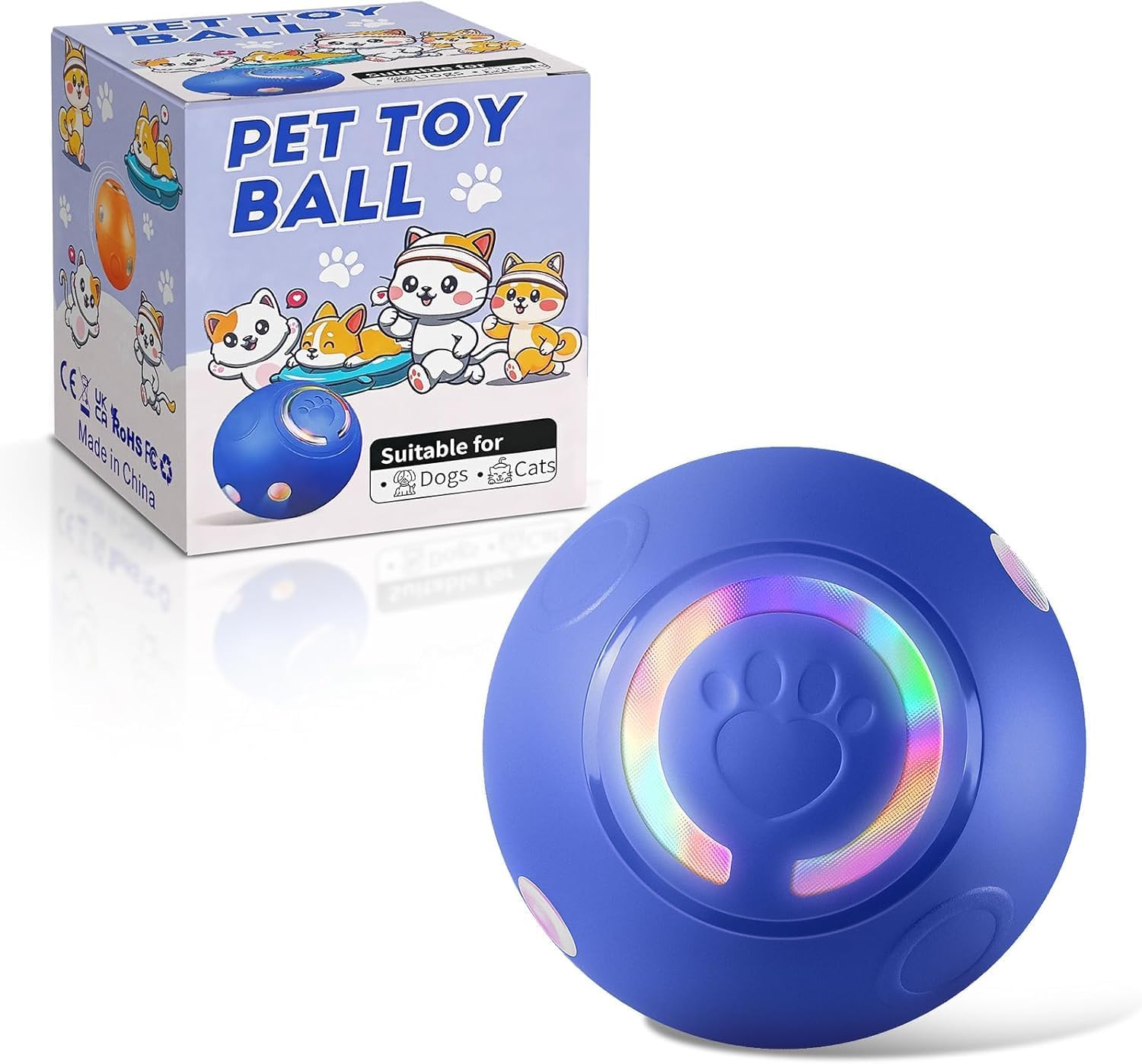 Interactive Dog Ball Toy - Auto Active Rolling Ball for Dogs with LED Lights | 2 Interactive Modes, Automatic Moving, Bouncing, and Rotating, E-TPU Material, USB Rechargeable