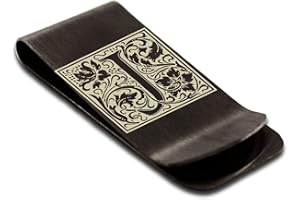 FLAMEREFLECTION Stainless Steel Money Clip For Men Dad Boy Friend Father Floral Initial Letter Box Monogram Wallet Cash Card Holder