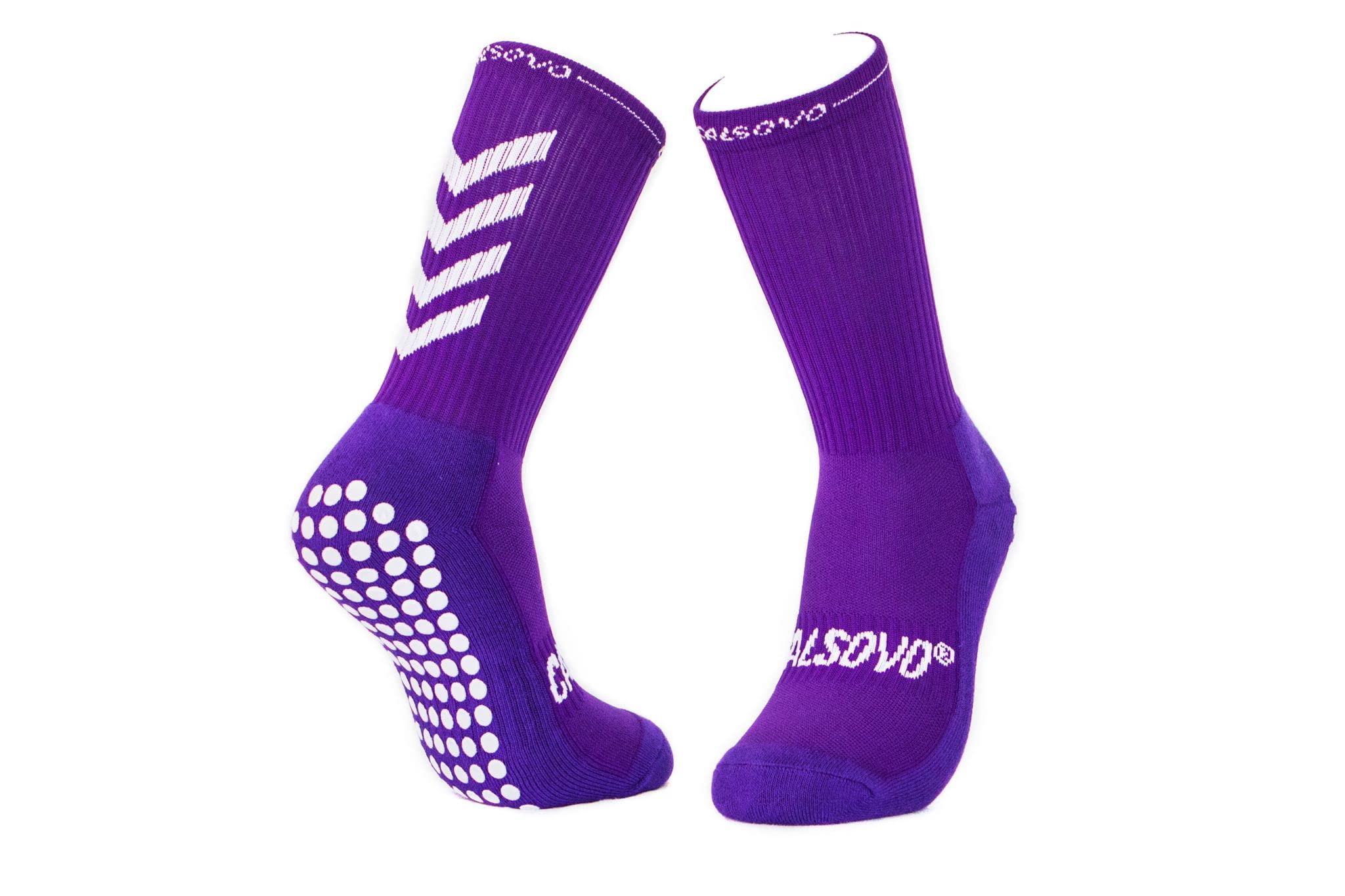 CALSOVO Unisex Adult Grip Socks, Purple Sports Socks (Anti Slip), 44-46