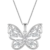 STARCHENIE Butterfly Necklaces for Women 925 Sterling Silver Birthstone Butterfly Jewelry Butterfly Pendant Necklace