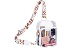 FINGUOLA Clear Bag Stadium Approved,Clear Sling Bag for Women Concerts Sports Travelling Hiking Running with Adjustable Strap