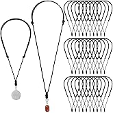 Tondiamo 30 Pcs Leather Necklace Cord Rope for Men Vintage Rope Necklace Adjustable Double Knotted Handmade Craft Men Choker with Metal Ring for Hanging Pendants Cord 14-26 Inches Thick 2 mm