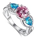 Psiroy 925 Sterling Silver Created White Topaz Filled Twisted Band Cocktail Ring