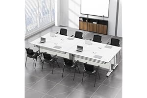 HSHBDDM Folding Conference Table, Rectangular Conference Room Table Flip Top Mobile Training Table, with Caster Rectangular Modular Conference Room Table, for Office Conference Room Training Room