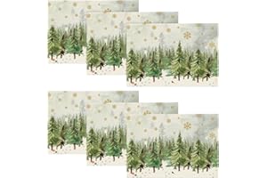 Artoid Mode Xmas Trees Cardinals Snowflakes Gifts Christmas Placemats Set of 6, 12x18 Inch Seasonal Table Mats for Party Kitchen Dining Decoration