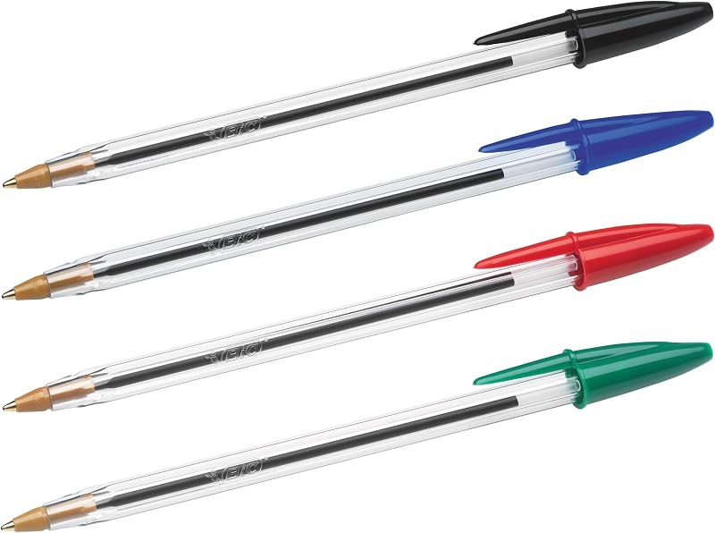 Cristal Original, Penne a Sfera, Inchiostri Blu, Nero, Verde e Rosso, Punta Media (1.0 mm), Confezione 20 Penne Economiche, Cancelleria Scuola e Ufficio