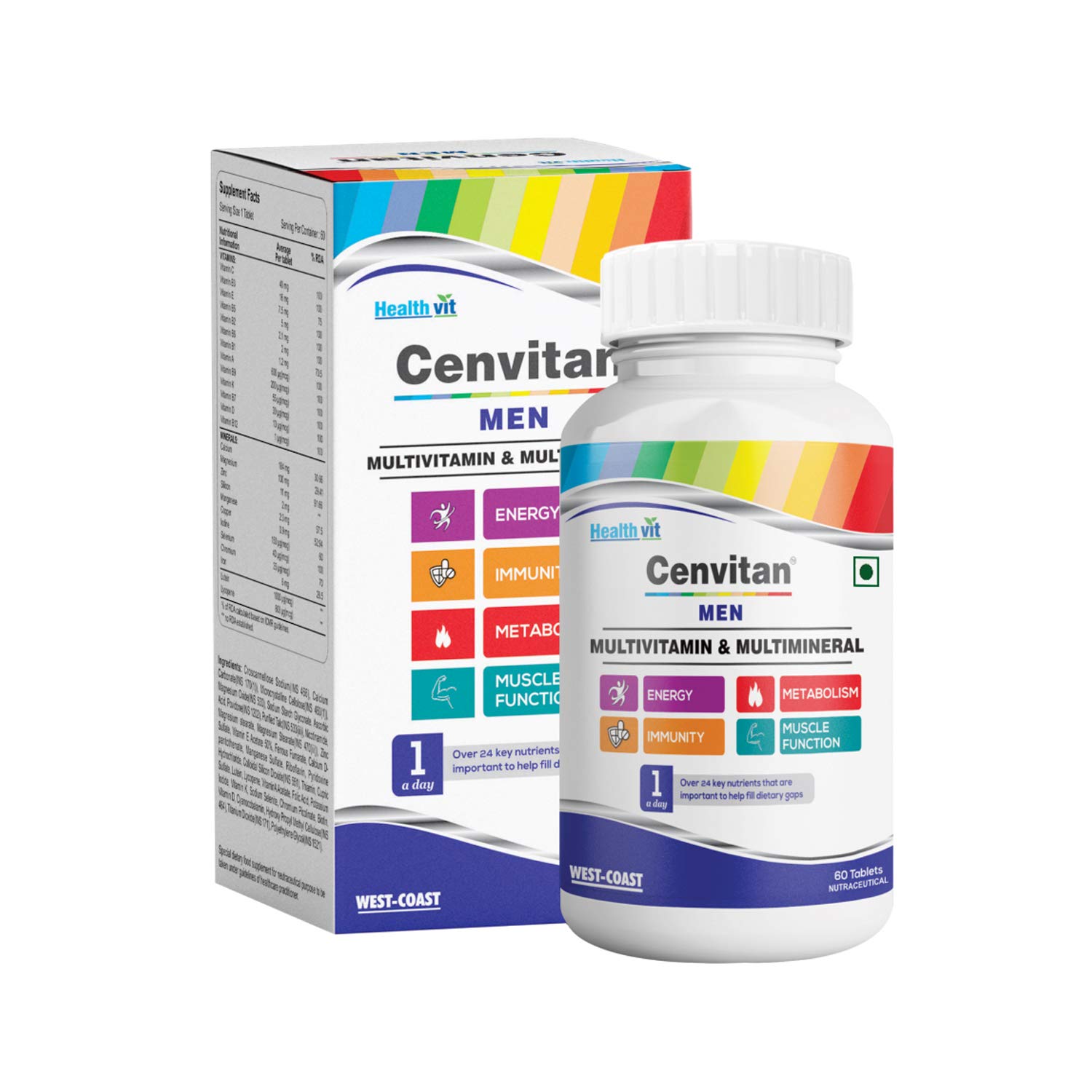 Healthvit Cenvitan Men Multivitamin Multimineral With 24 Nutrients Vitamins And Minerals Anti Oxidants Energy Buy Online In Cayman Islands At Cayman Desertcart Com Productid 64729193