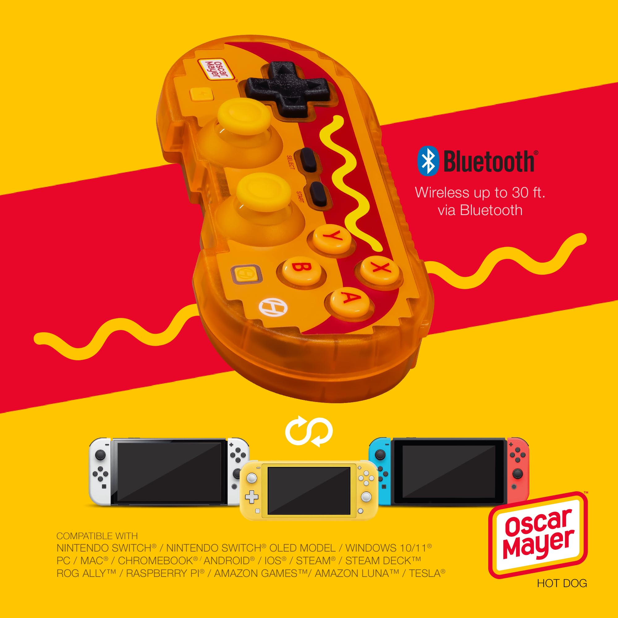 Hyperkin Limited Edition Pixel Art Bluetooth Controller Official Oscar Mayer Edition - Officially Licensed - For Nintendo Switch®, PC, Mac®, Android®, iOS® (Hot Dog)