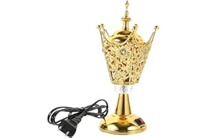 jojofuny Electric Incense Burner Metal Aroma Burner with US Plug, Vintage Tabletop Electric Censer for Home