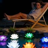 SUQ 5 Pieces Lotus Lamp Outdoor Floating LED Garden Light 18CM view 3