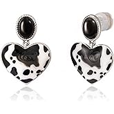 Wrangler Western Heart Drop Dangle Earrings for Women Statement 14k Gold Turquoise Cow Print Cowgirl Trendy Jewelry