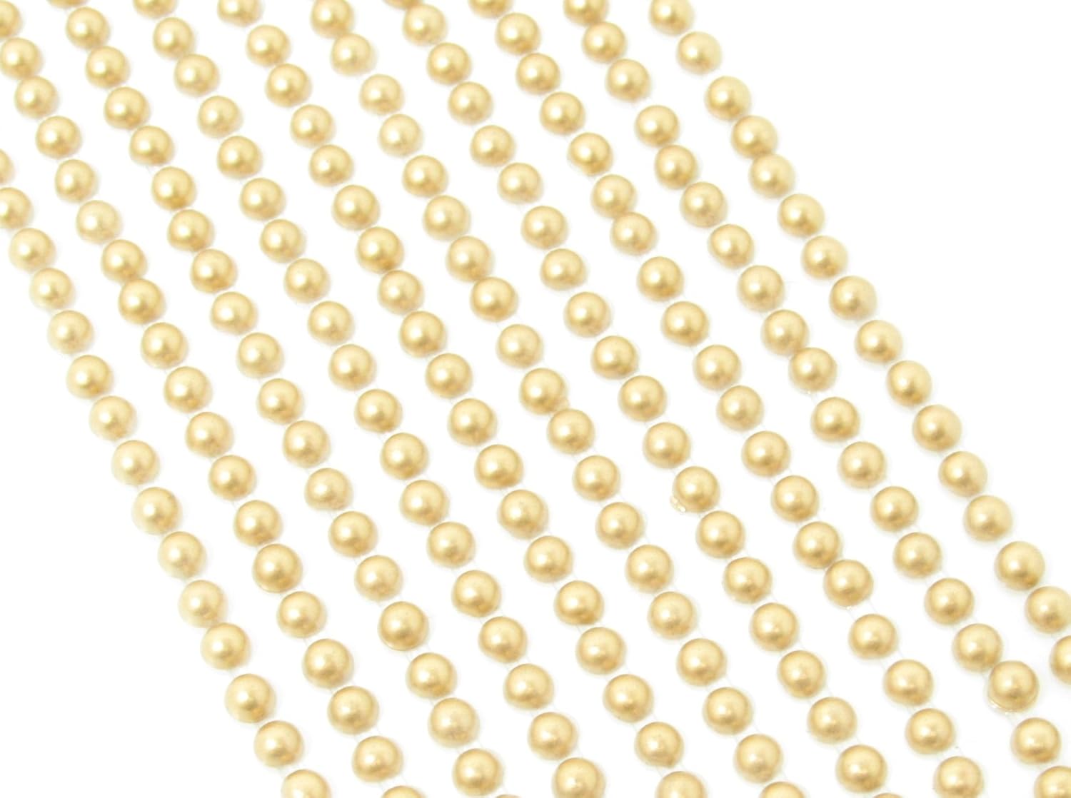 Self Adhesive Pearls Gems 3mm Gold Mini Flat Backed Round Pearls Beads