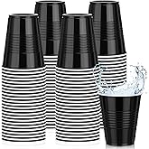 Pickmesh 50 Pack 12 oz Plastic Cups Valentine Disposable Cup Bulk for Valentine's Day Wedding Birthday Baby Shower New Year's Day Halloween and Festive Celebration Party Supplies(Black)