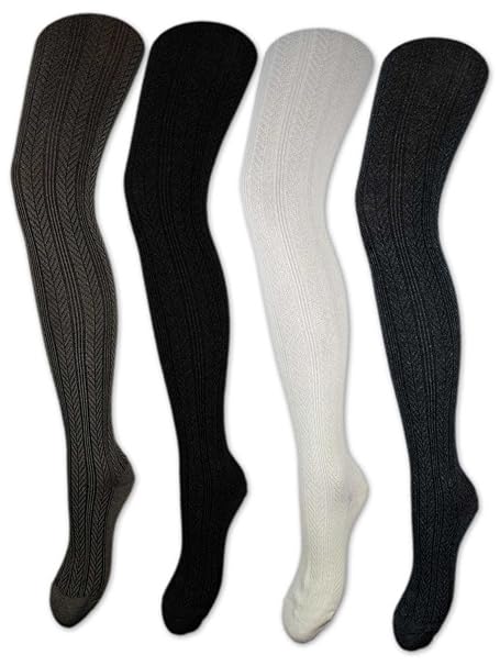 sockenkauf24 Damen Strumpfhose Baumwolle Strickstrumpfhose Schwarz Weiß Anthrazit Grau - 10717