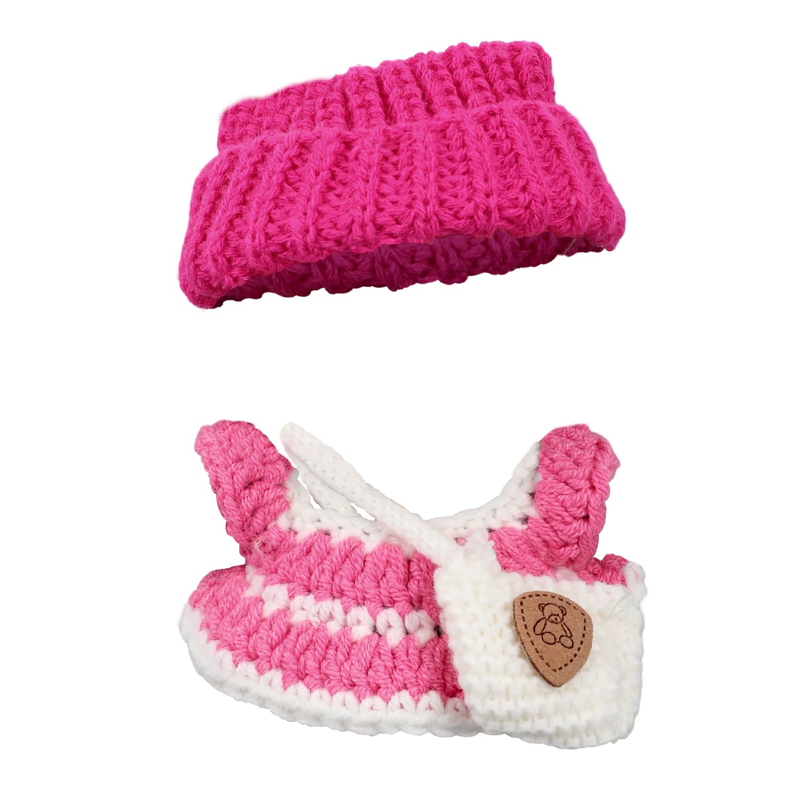 Sinbana 3pcs Doll Clothes Set for 17cm/6.7in Dolls, Includes Cashmere Hat Skirt & Bag Cute and Stylish Doll Outfit Clothing Replacement Accessories Only (Rose Red, Pink, White)
