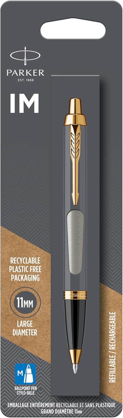 Parker IM Ballpoint Pen Brushed Metal Medium Blue Ink Refill