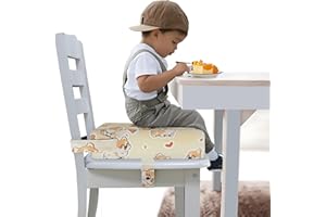 FUNCORITY Toddler Booster Seat for Dining Table, Portable Booster Seat for Kitchen Chair, 4 Inch High-Density Foam Cushion with Adjustable Safety Straps and Non-Slip Bottom, Perfect for Kids Travel and Daily