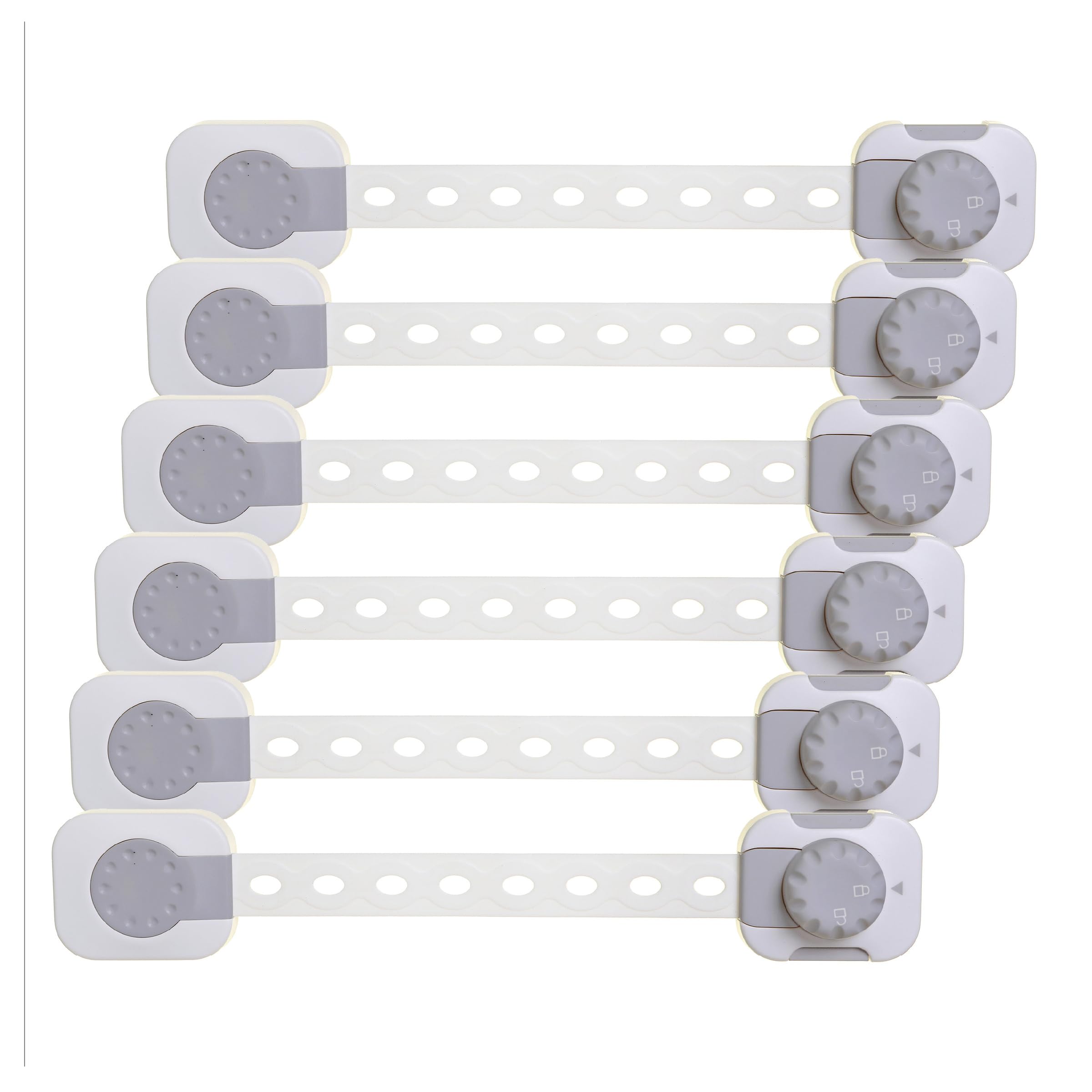 Dreambaby Twist 'N Lock Multi-Purpose Latch, 6 Pack, White/Grey