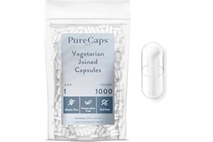 PureCaps USA - Empty Vegetarian Vegan Pill Capsules Size 1| 1,000 Joined Pills| Clear| Non-GMO Certified | SLS, Gluten, Preservative Free