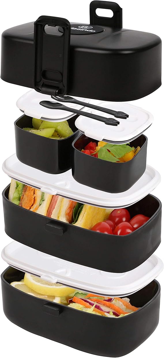 Wagindd Bento Box LeakProof Stacking Lunch Boxes with 4
