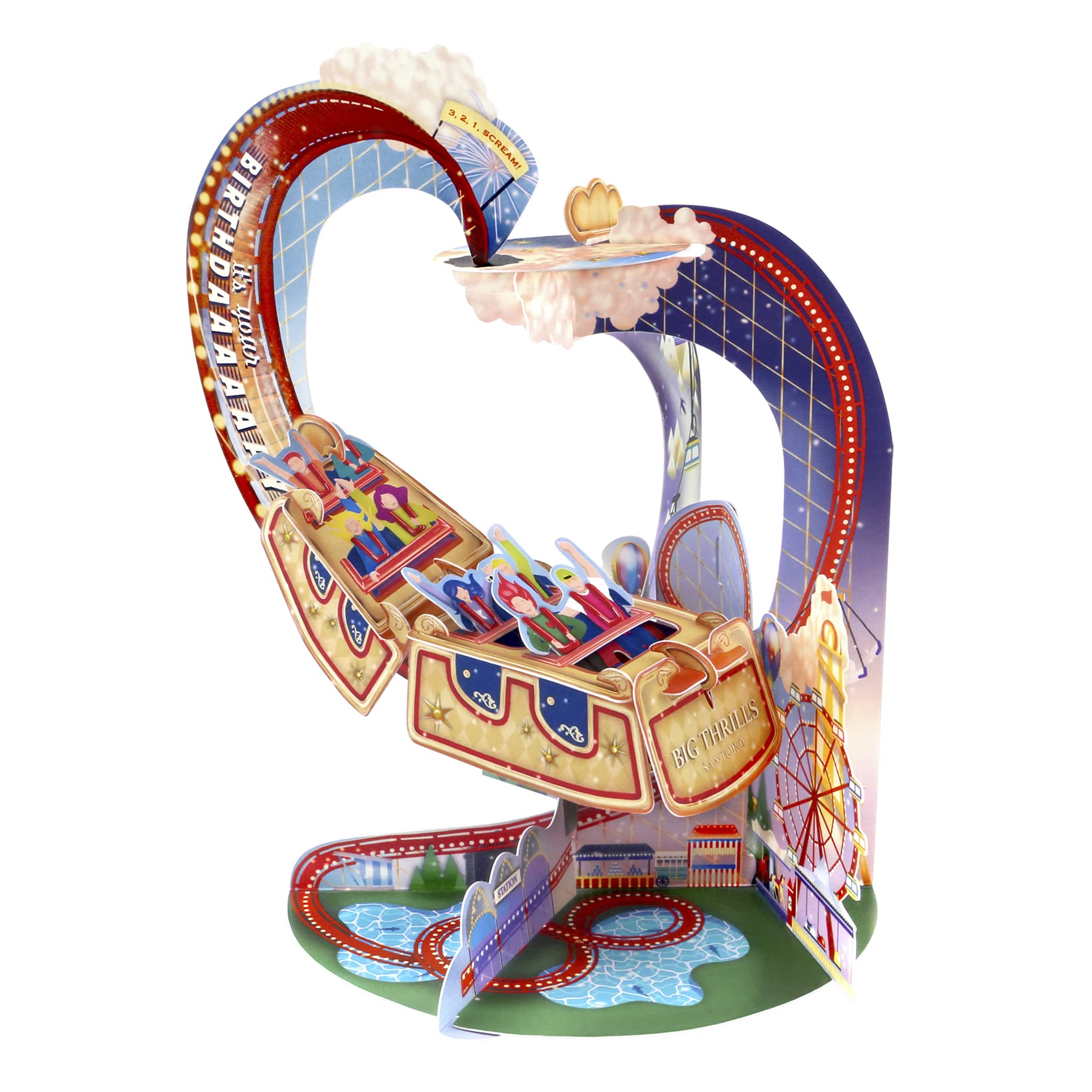 SANTORO Pendulum, 3D Pop Up Greeting Card - Roller Coaster - Birthday Card For Kids, Family | Theme Park Gift Card For Daughter, Son