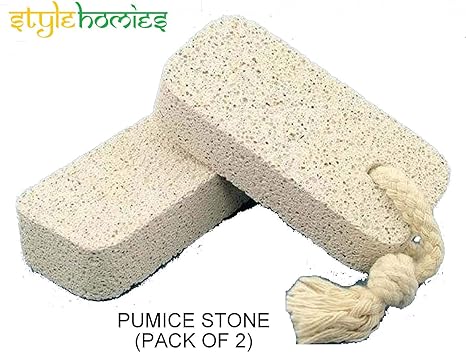 Style Homies Pumice Stone With Natural Bristle Scrubber For Dry Hand/Foot/Body (Pack of 2)