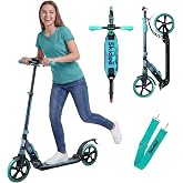 Skidee Adult &amp; Teen Scooter Adjustable Height, Folding, Large Wheels, Lightweight, Durable, Anti-Shock Suspension, Up to 220 lbs