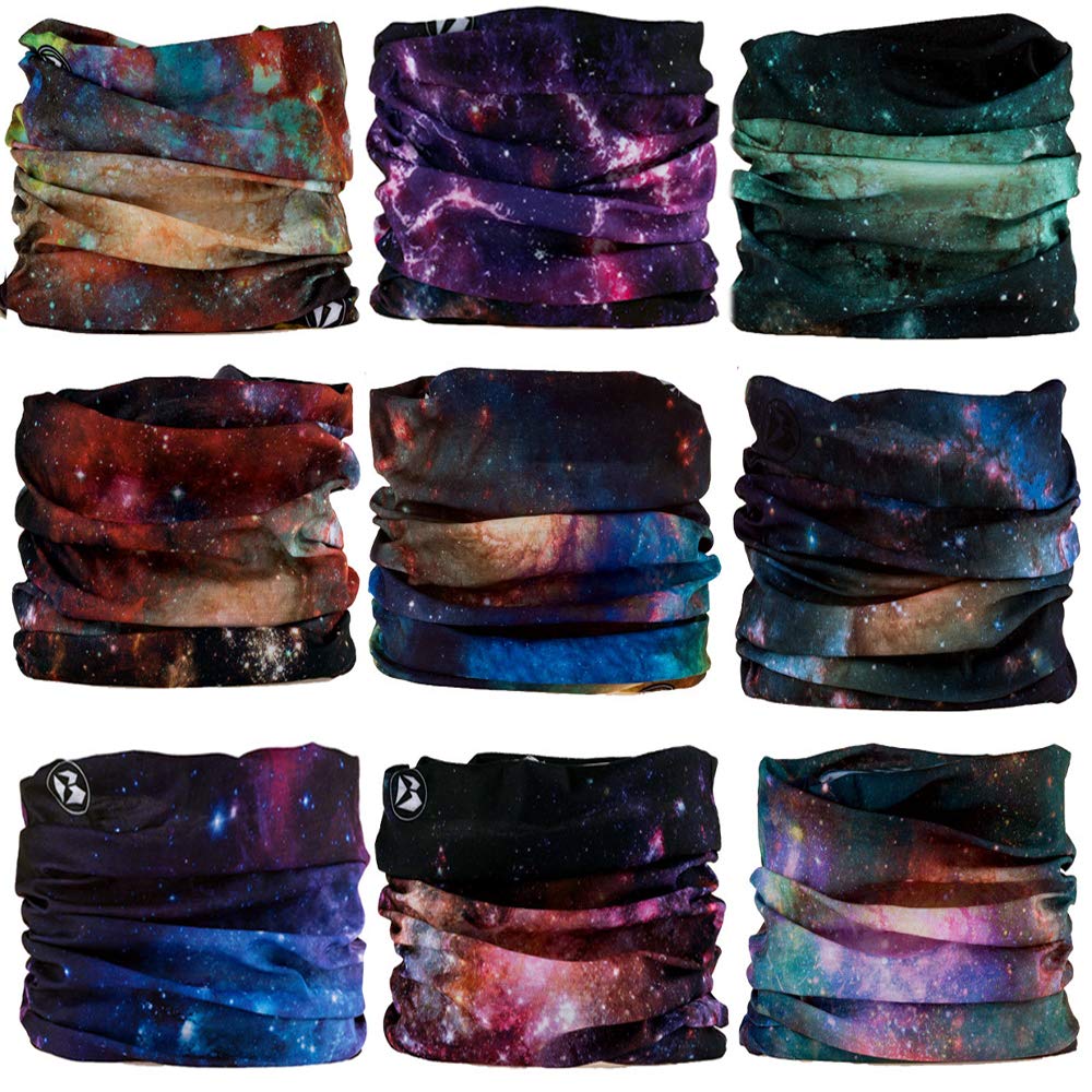 KALILY 12 piezas/9 piezas/6 piezas diadema bandana – máscara facial para la cabeza, cuello polaina escudo bufanda galaxia
