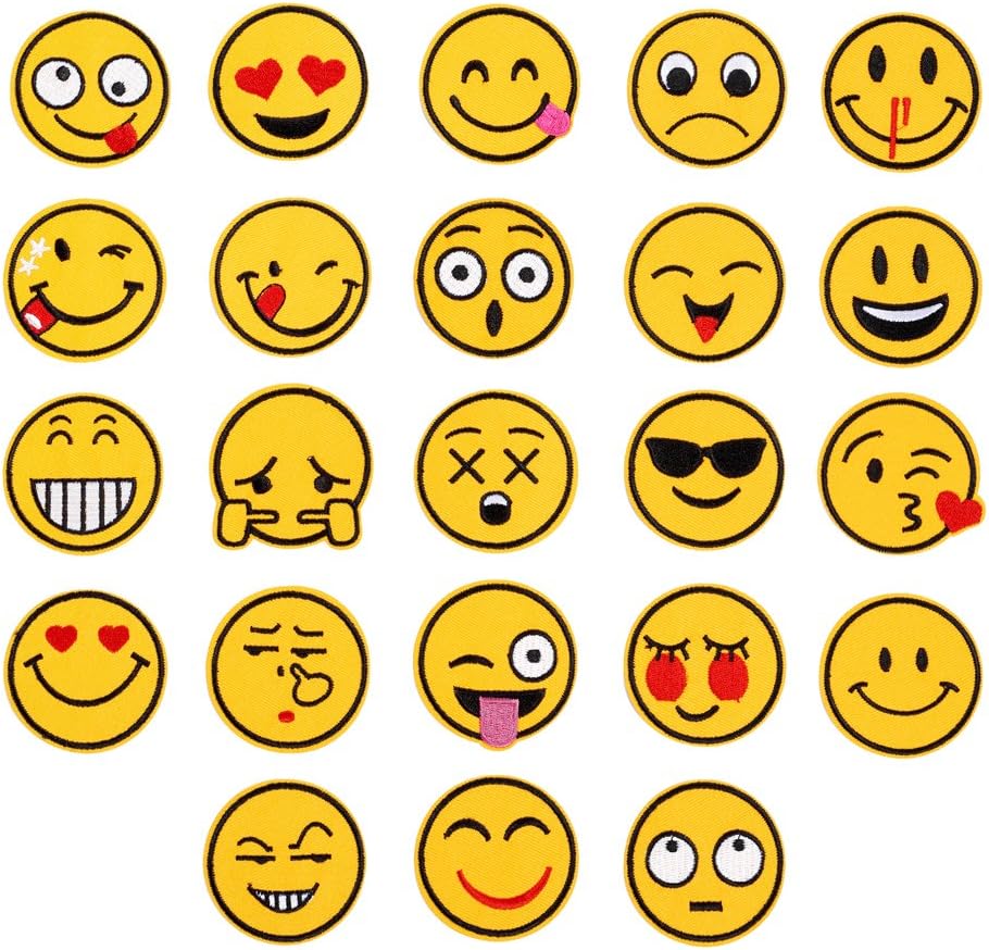 23 Pack Emoji Patches Sew on or Iron on Embroidered Patch DIY Applique Badge Decorative
