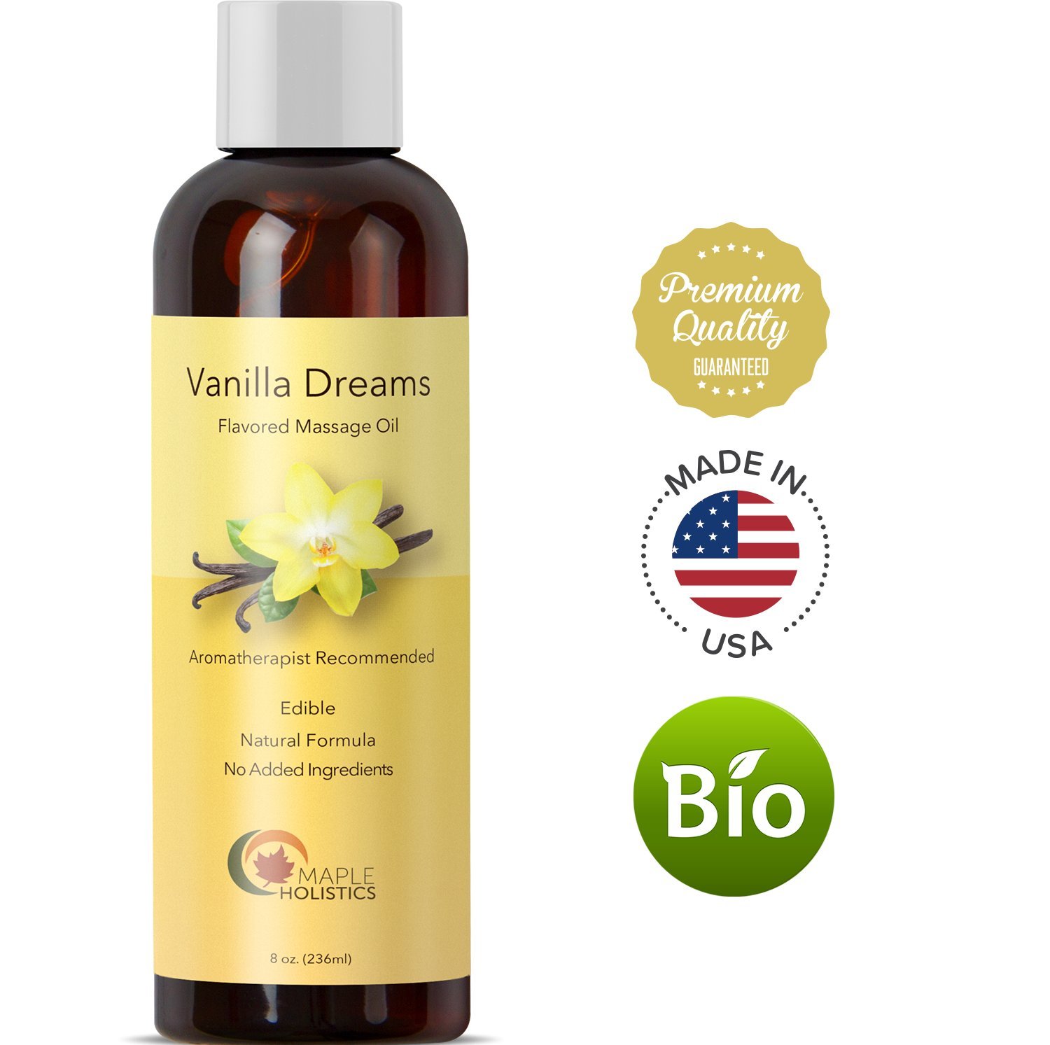 Sensual Vanilla Massage Oil for Men and Women with Pure Jojoba Sweet Almond Lavender Moisturizer Anti Cellulite Body Oil for Dry Skin Antioxidant Vitamin E for Healthy Soft Skin and Muscle Pain Relief : Beauty