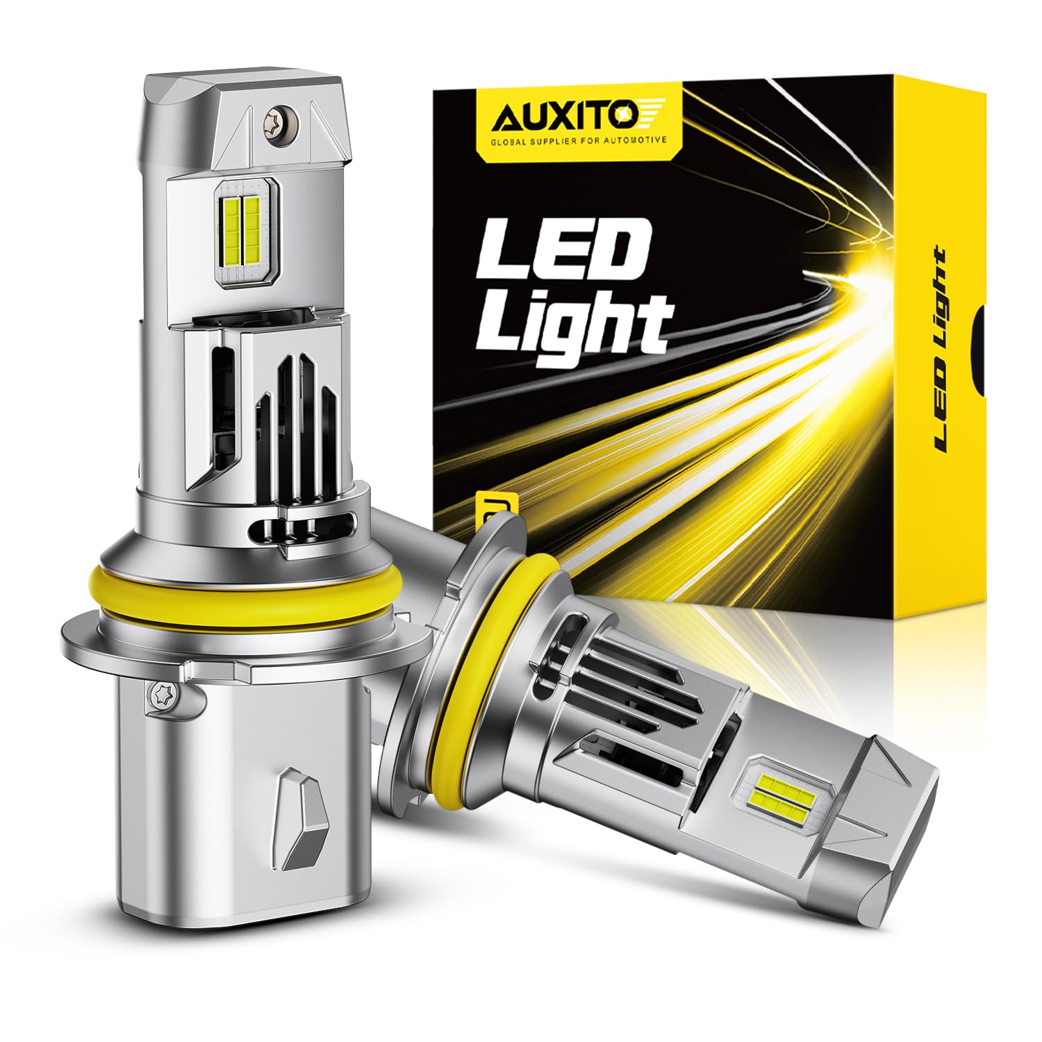 AUXITO 9007/HB5 Bulbs High/Low Beam, 70000LM 6500K Ulitra Bright White, HB5 Halogen Raplacement Fog Lights with Fan, Wireless Plug and Play, Canbus Ready, Pack of 2 Image