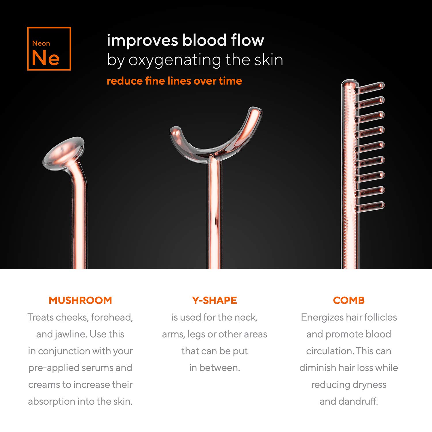 NuDerma Professional Skin Therapy Wand - Portable Handheld High Frequency Skin Therapy Machine with 6 Neon & Argon Wands - Acne Treatment - Skin Tightening - Wrinkle Reducing – Facial Skin Lifter: Beauty