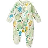 Burt's Bees Baby Boys' Organic Cotton, Sleep and Play Footed Pajamas | Easy Zip Front One-Piece PJs with Non-Slip Bee Grips, Cozy Infant Sleepwear &amp; a Newborn Essential for a Restful Nights Sleep