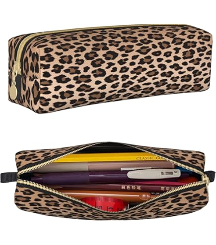 Trousse à Crayons Motif Guépard - 22x12x5 Cm, Polyester, Multifonction (bureau, école, Maquillage, Outils)