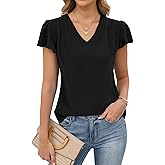 Gleeneat Women Dressy Casual Tops Business Work Blouses Summer Shirts Short Sleeve V Neck Outfits 2026