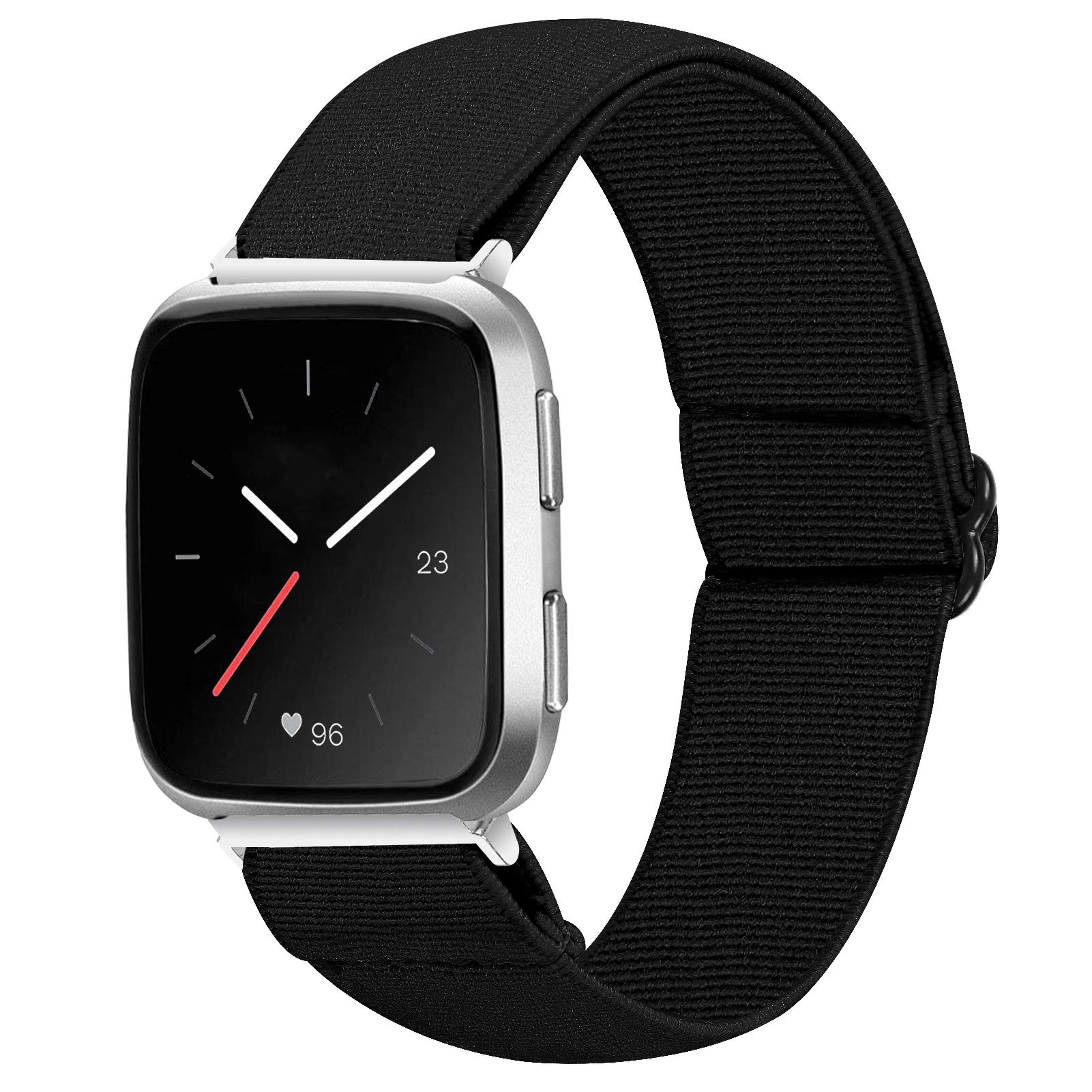 Ginamart Compatible with Fitbit Versa 2/Versa Lite/Versa Strap for Women Men, Woven Nylon Fabric Sport Wristband, Adjustable Replacement Watch Strap Band for Fitbit Versa/Versa SE (Black)